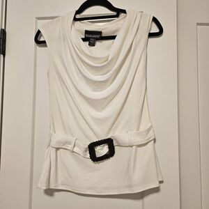 Frank Lyman Design Cream Draped Top with Belt
